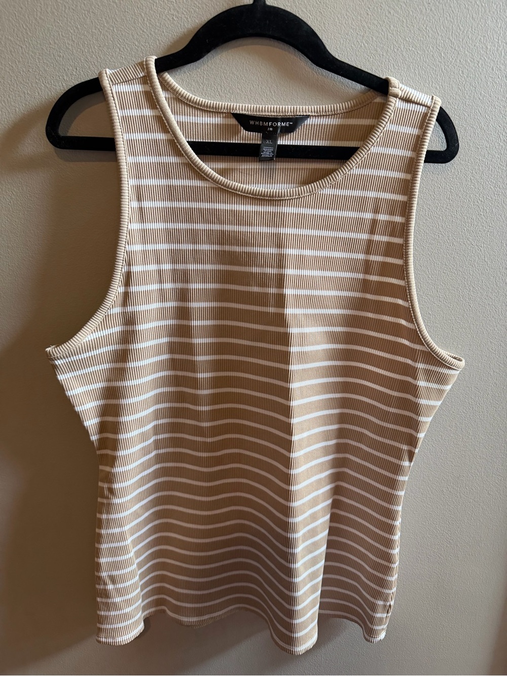 Striped Ribbed Tank Top in Cream and White